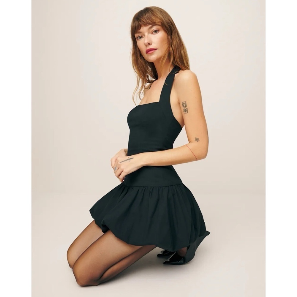 NWT Reformation Babette Mini Dress Black 8